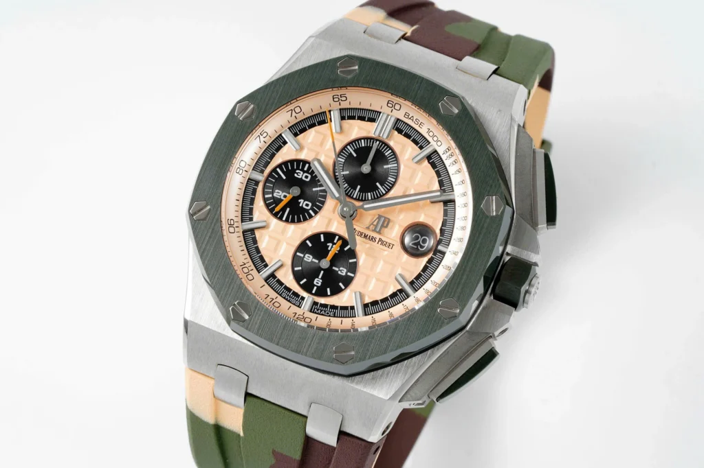 Super Clone Audemars Piguet Royal Oak Offshore Chronograph Ceramic Camouflage 26400SO 44mm Rose Gold Dial