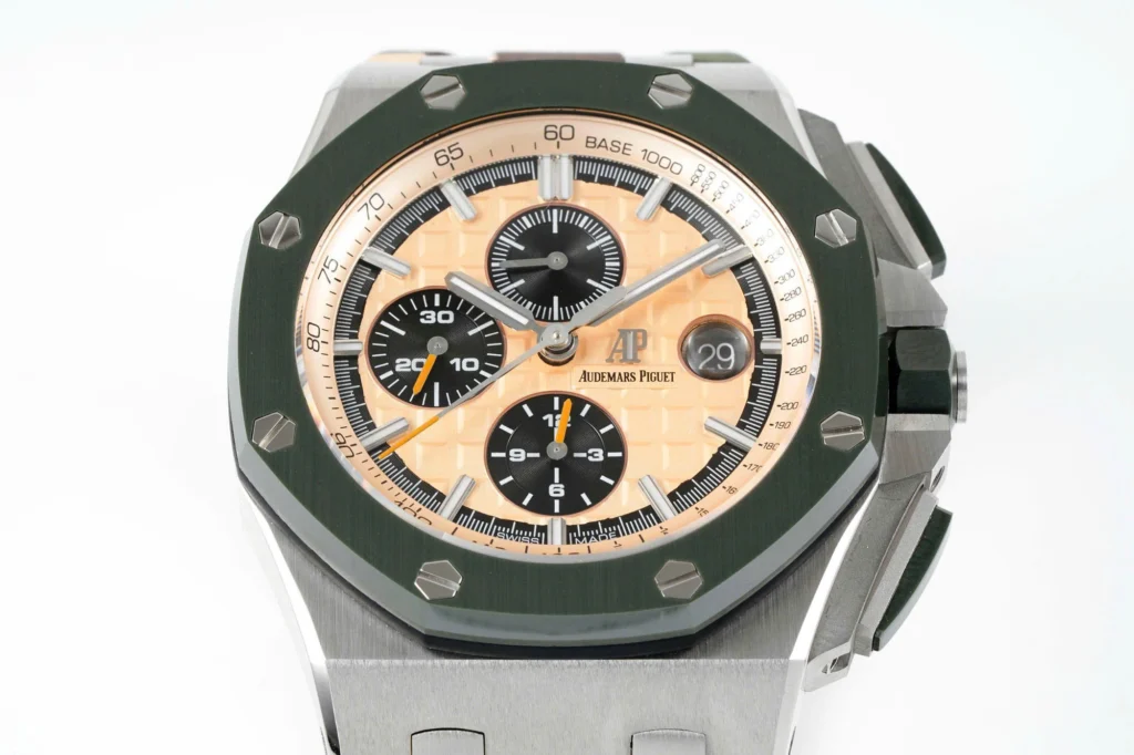 Super Clone Audemars Piguet Royal Oak Offshore Chronograph Ceramic Camouflage 26400SO 44mm Rose Gold Dial