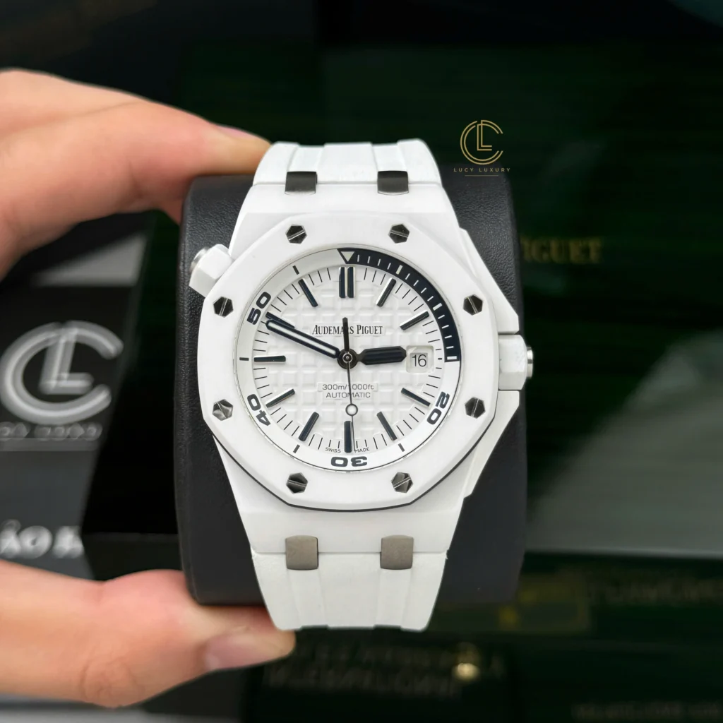 Super Clone Audemars Piguet Royal Oak Offshore Diver 15707CE 42mm White Dial Ceramic