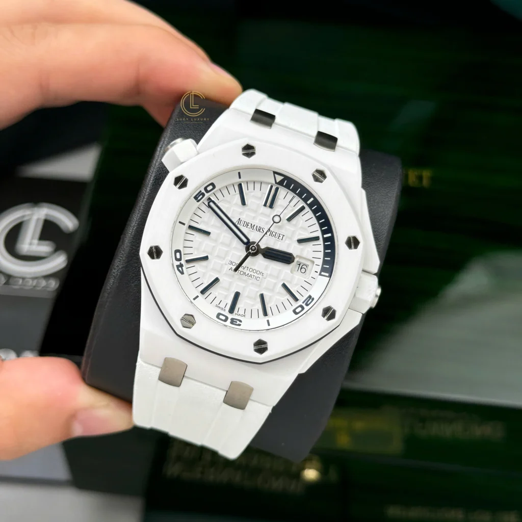 Super Clone Audemars Piguet Royal Oak Offshore Diver 15707CE 42mm White Dial Ceramic