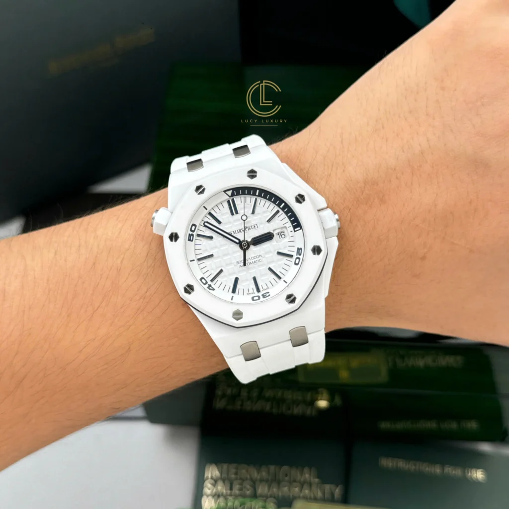 Super Clone Audemars Piguet Royal Oak Offshore Diver 15707CE 42mm White Dial Ceramic