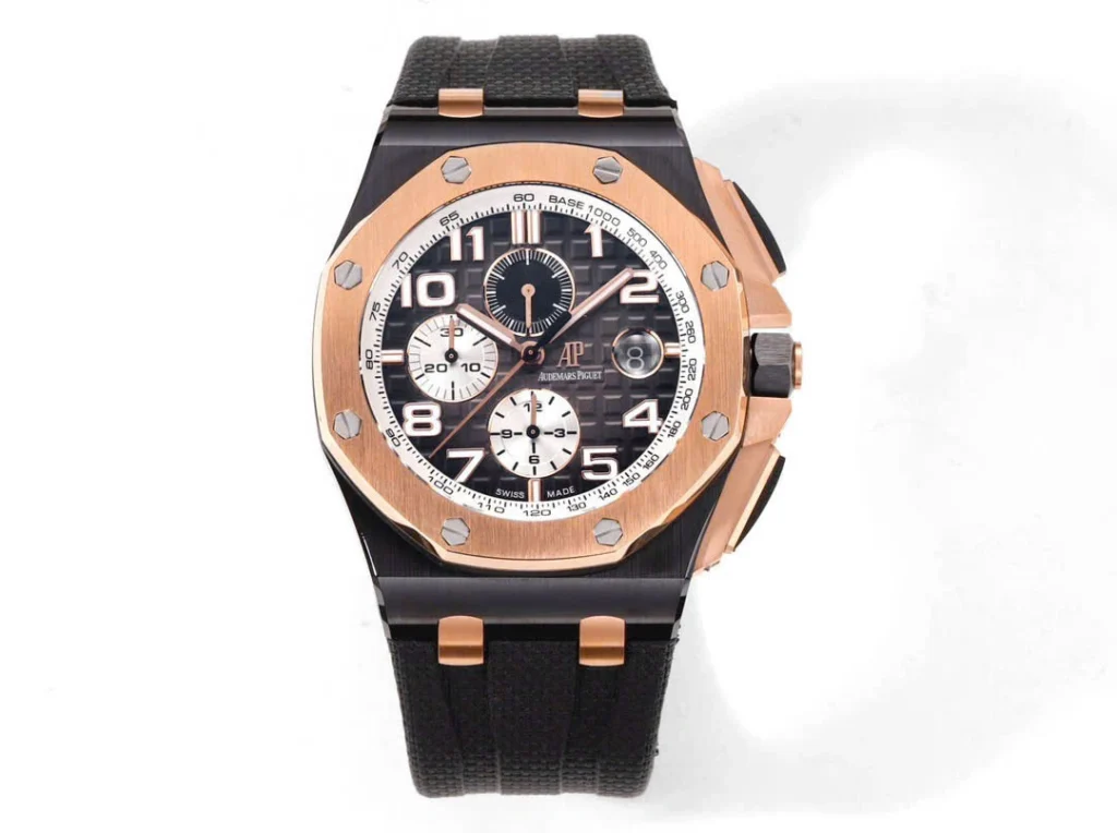 Super Clone Audemars Piguet Royal Oak Offshore Selfwinding Chronograph 26420RO 44mm Black Dial Rose Gold –