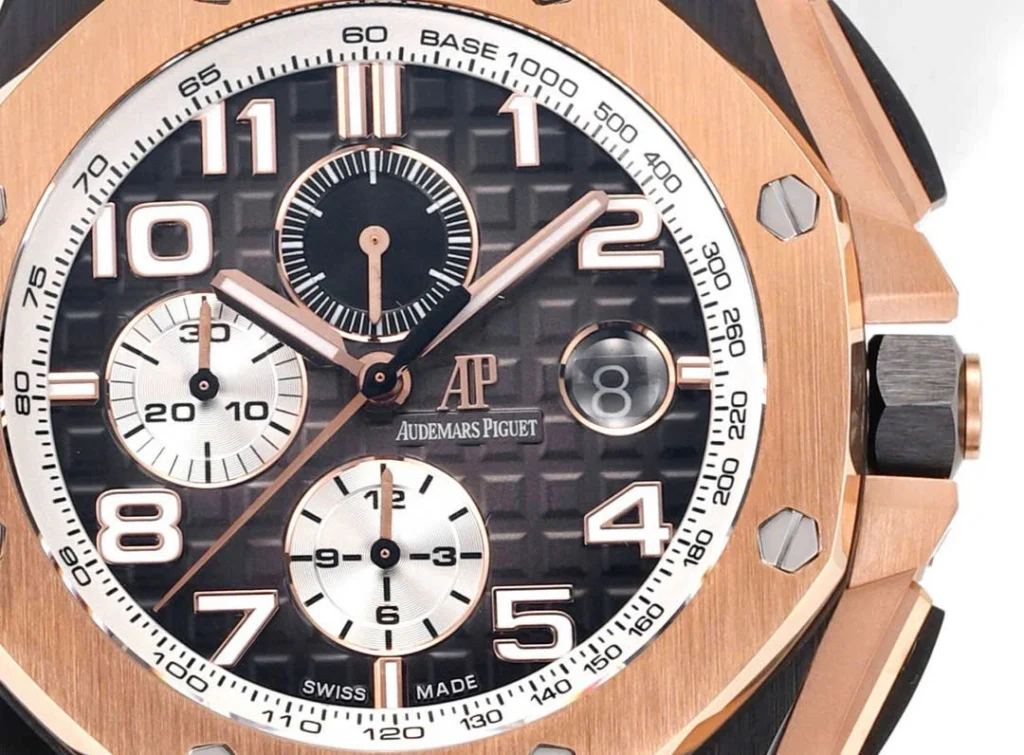 Super Clone Audemars Piguet Royal Oak Offshore Selfwinding Chronograph 26420RO 44mm Black Dial Rose Gold –