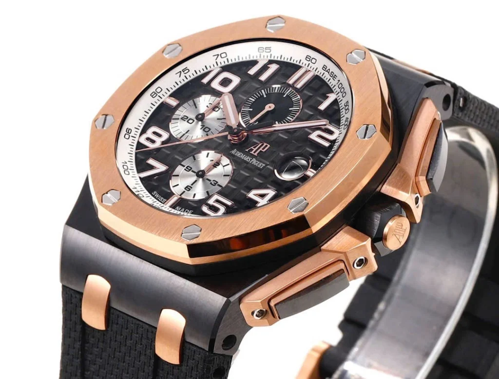 Super Clone Audemars Piguet Royal Oak Offshore Selfwinding Chronograph 26420RO 44mm Black Dial Rose Gold –