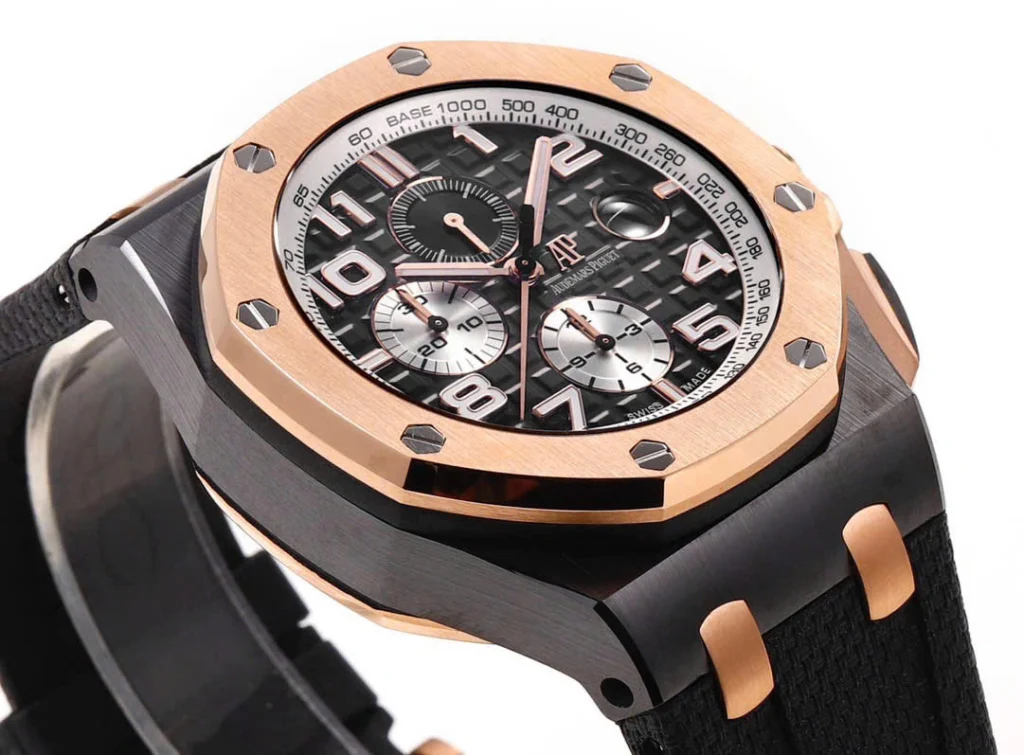 Super Clone Audemars Piguet Royal Oak Offshore Selfwinding Chronograph 26420RO 44mm Black Dial Rose Gold –