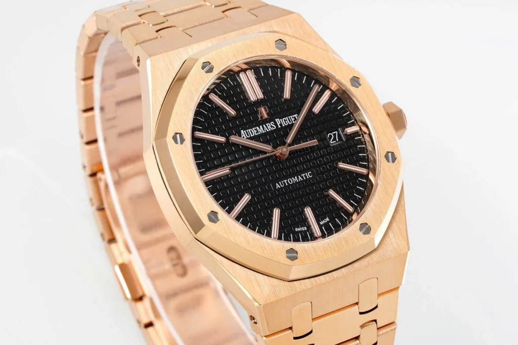 Super Clone Audemars Piguet Royal Oak Selfwinding 15400OR 41mm Black Dial Rose Gold –