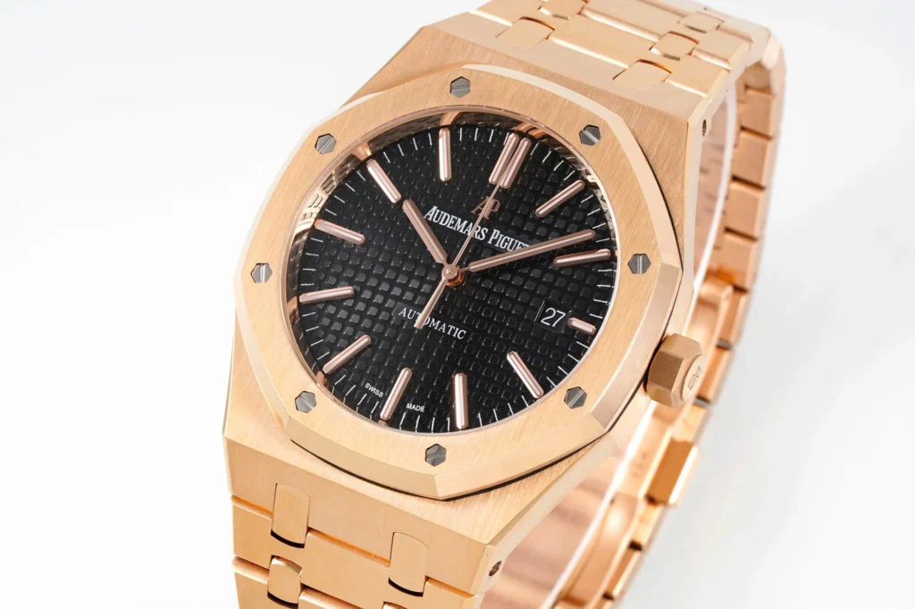 Super Clone Audemars Piguet Royal Oak Selfwinding 15400OR 41mm Black Dial Rose Gold –
