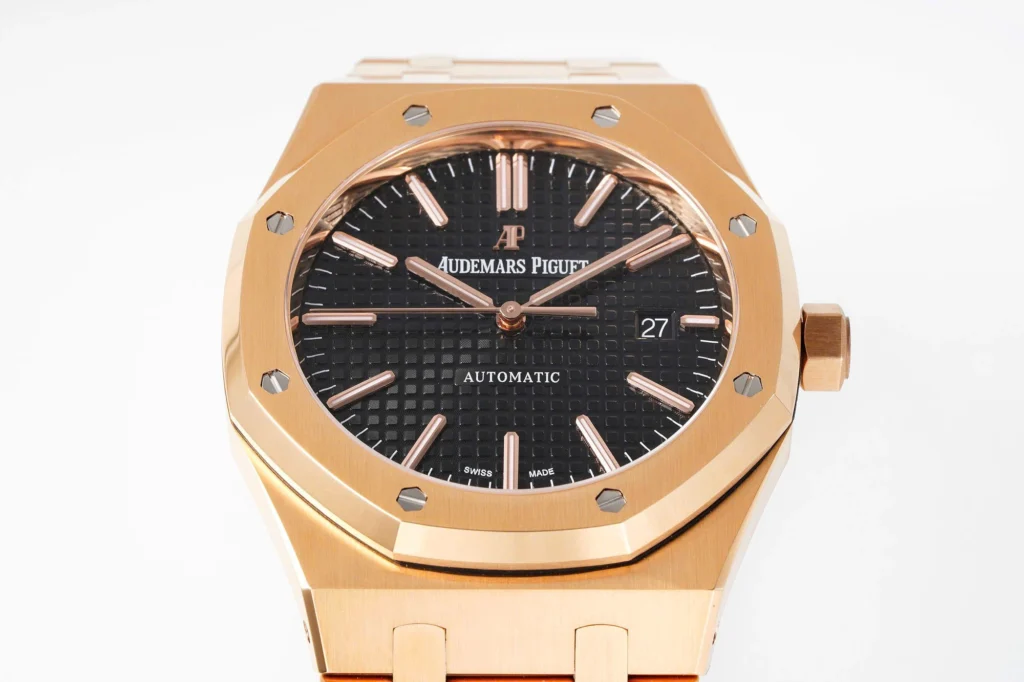 Super Clone Audemars Piguet Royal Oak Selfwinding 15400OR 41mm Black Dial Rose Gold –
