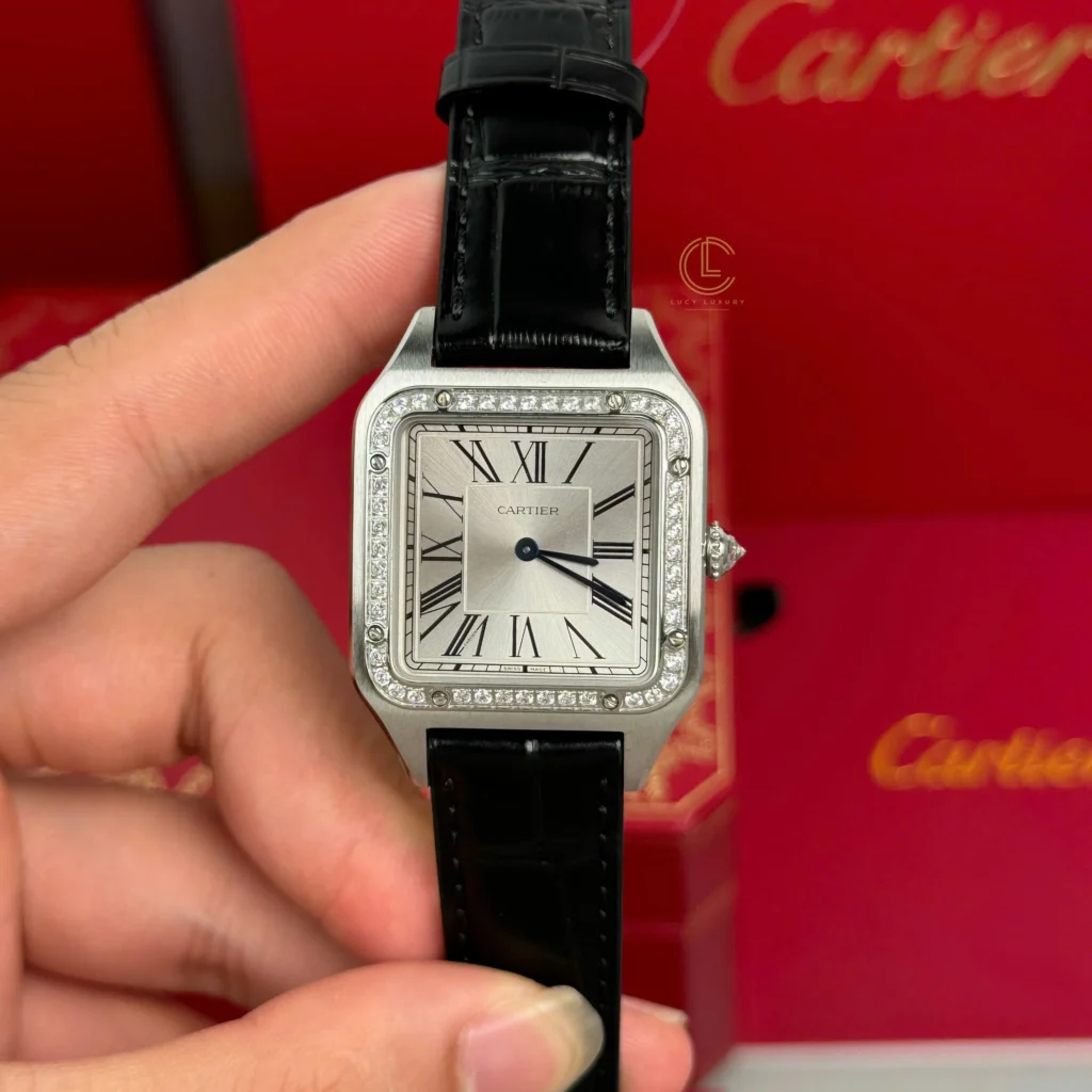 Super Clone Cartier Santos – Dumont White Dial Benzel Swarovski 38mm x 27.5mm Steel –