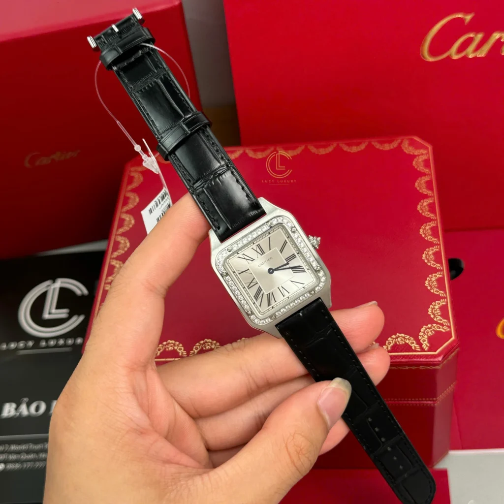Super Clone Cartier Santos – Dumont White Dial Benzel Swarovski 38mm x 27.5mm Steel –