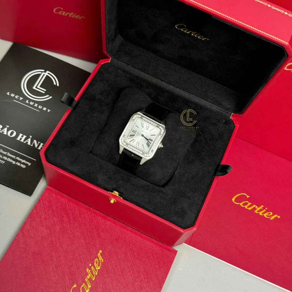 Super Clone Cartier Santos – Dumont White Dial Benzel Swarovski 38mm x 27.5mm Steel –