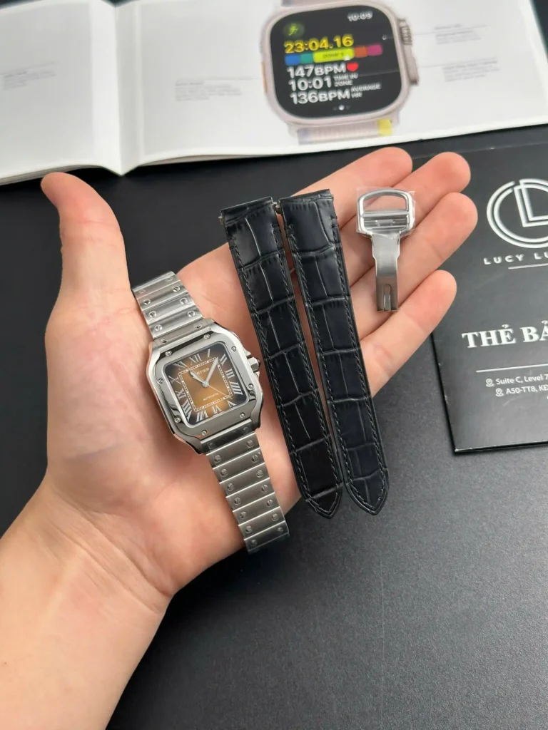 Super Clone Cartier Santos De Cartier Chocolate Dial WSSA0065 35.5mm