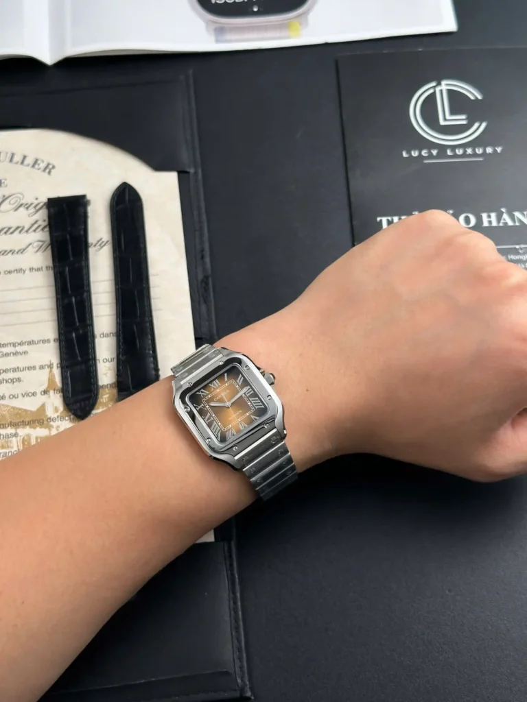 Super Clone Cartier Santos De Cartier Chocolate Dial WSSA0065 35.5mm