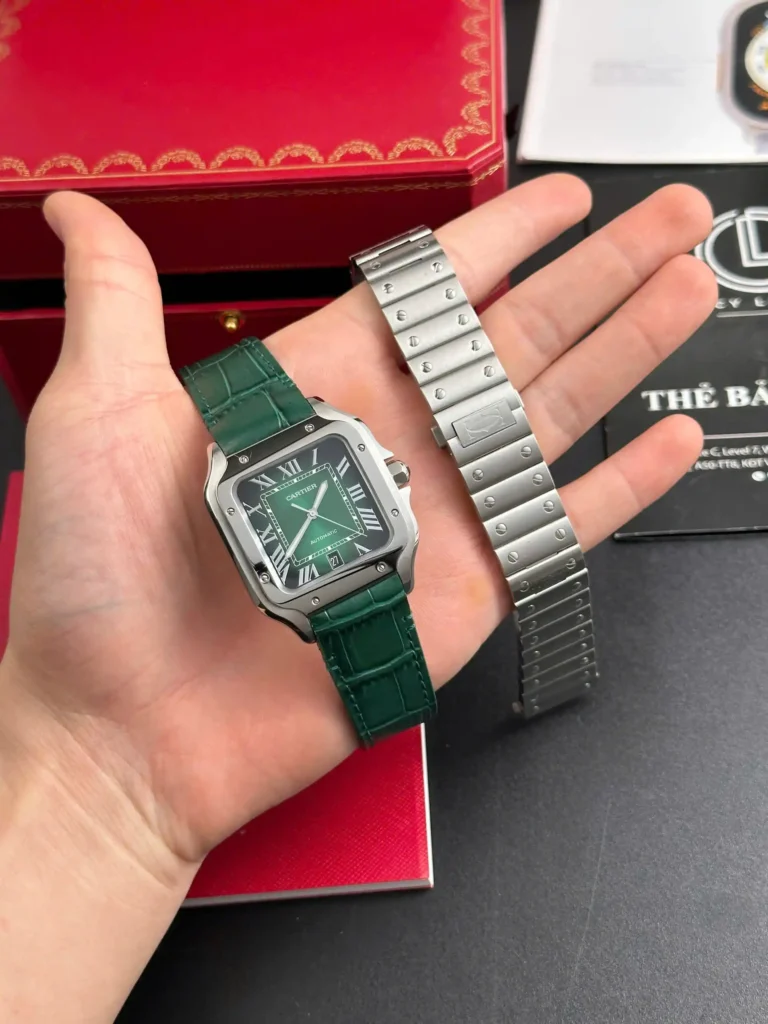 Super Clone Cartier Santos De Cartier Green Dial Large WSSA0062 39.8mm