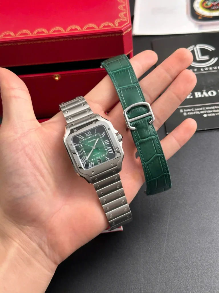 Super Clone Cartier Santos De Cartier Green Dial Large WSSA0062 39.8mm