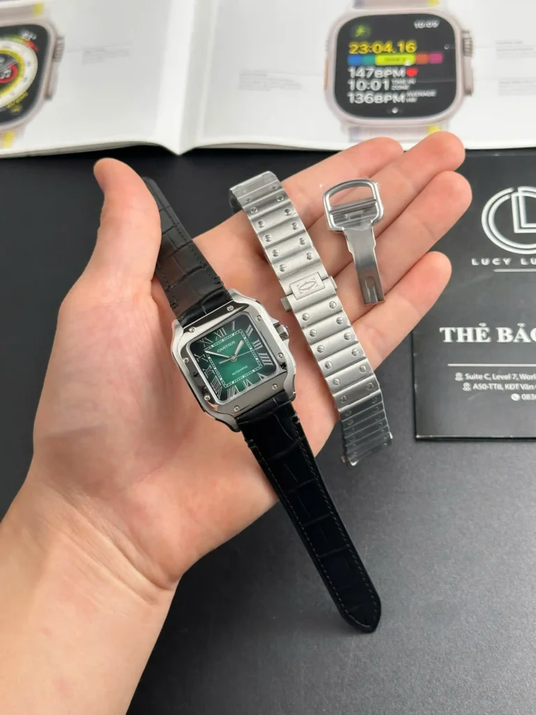 Super Clone Cartier Santos De Cartier Medium Green WSSA0061 35.5mm – Swiss SuperClone