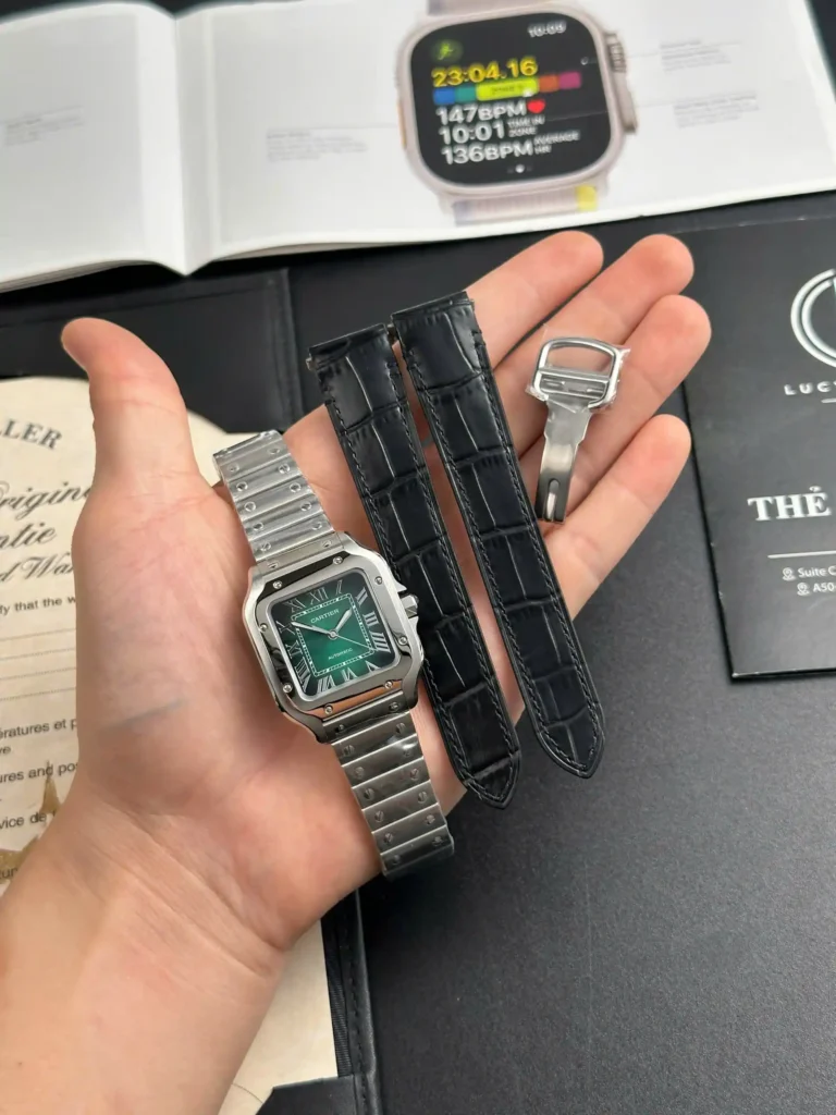 Super Clone Cartier Santos De Cartier Medium Green WSSA0061 35.5mm – Swiss SuperClone