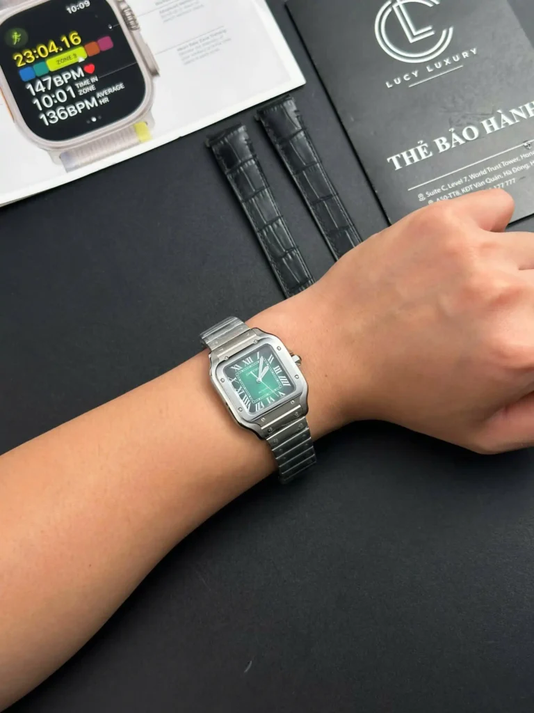 Super Clone Cartier Santos De Cartier Medium Green WSSA0061 35.5mm – Swiss SuperClone