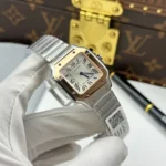Super Clone Cartier Santos De Cartier Small Model Demi Rose Gold – — case and bezel
