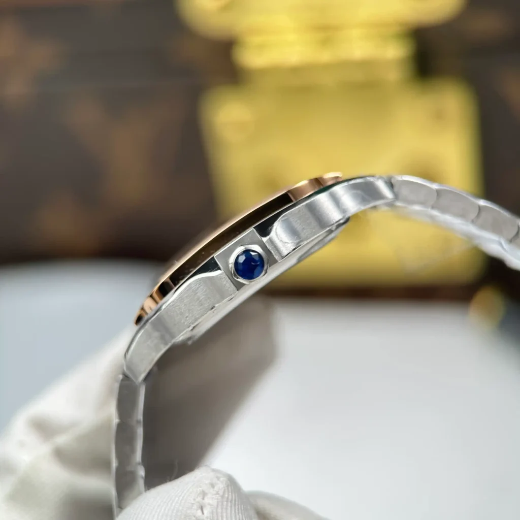 Super Clone Cartier Santos De Cartier Small Model Demi Rose Gold – — clasp and links