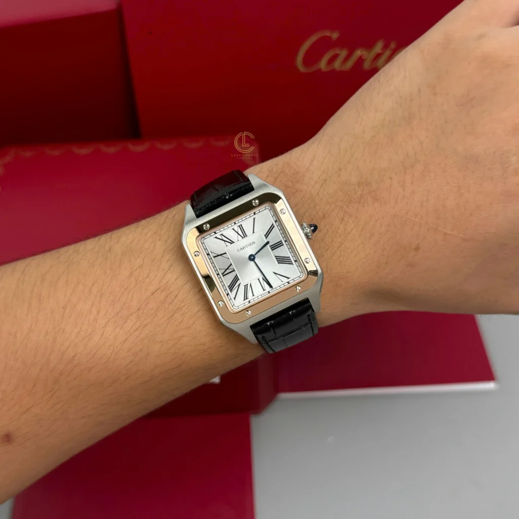 Super Clone Cartier Santos-Dumont 43.5mm W2SA0011 43.5mm x 31.4mm Demi Rose Gold