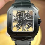 Super Clone Cartier Santos Large Skeleton Black 39mm