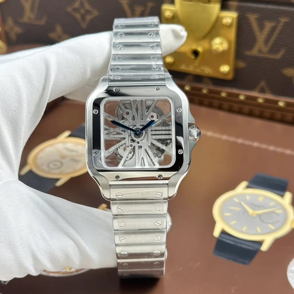 Super Clone Cartier Santos Large Skeleton WHSA0015 39mm