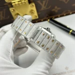 Super Clone Cartier Santos de Cartie Larger Full Diamond Demi Yellow Gold 39.8mm – Handcrafted Diamod