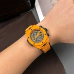 Super Clone Hublot Big Bang 42mm Rubber Strap Steel — on leather display