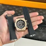 Super Clone Hublot Big Bang 42mm Rubber Strap Gold