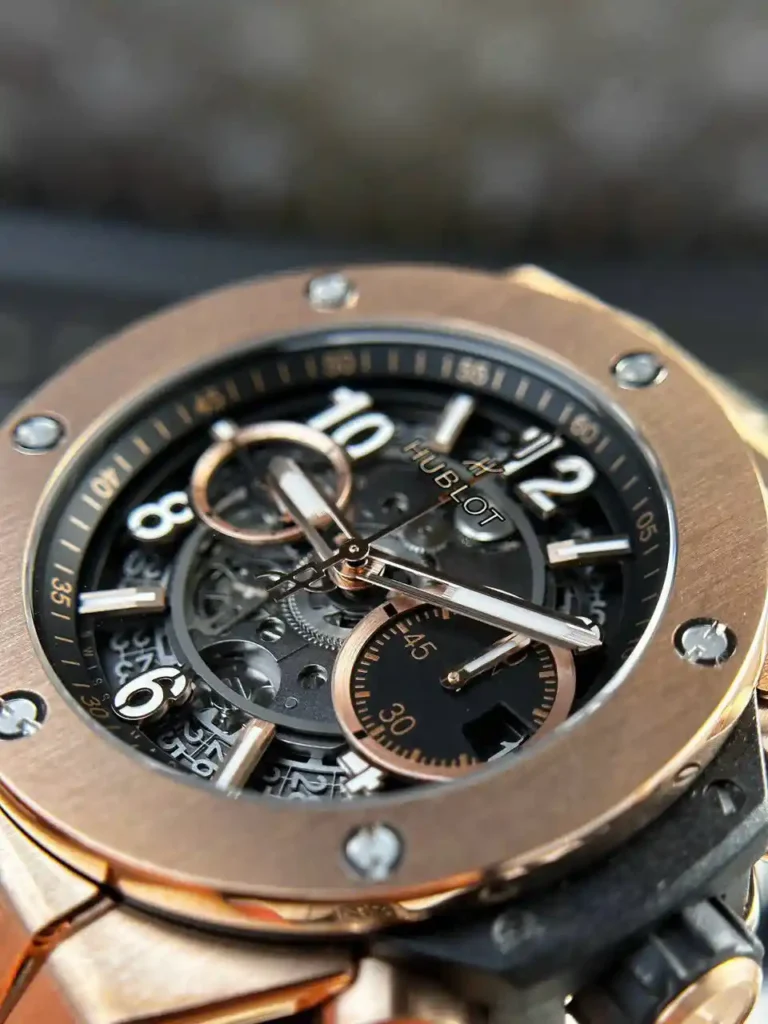 Super Clone Hublot Big Bang 42mm Rubber Strap Gold