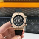 Super Clone Hublot Big Bang 42mm Rubber Strap Gold