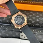 Super Clone Hublot Big Bang 42mm Rubber Strap Gold