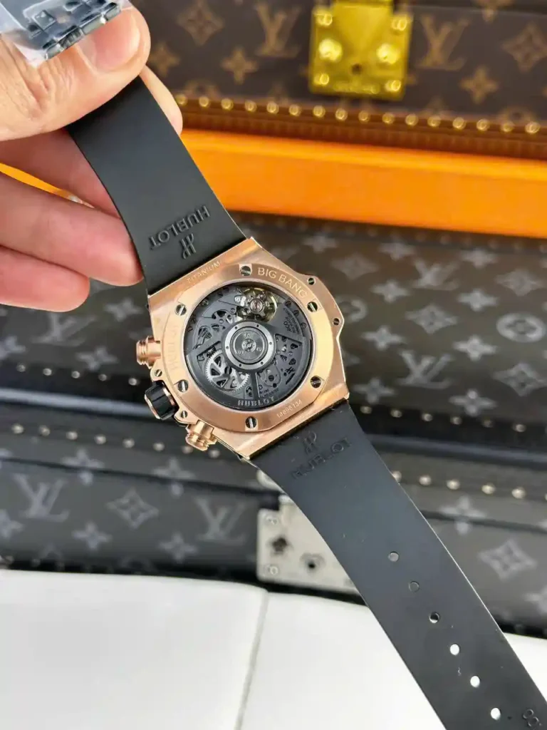 Super Clone Hublot Big Bang 42mm Rubber Strap Gold