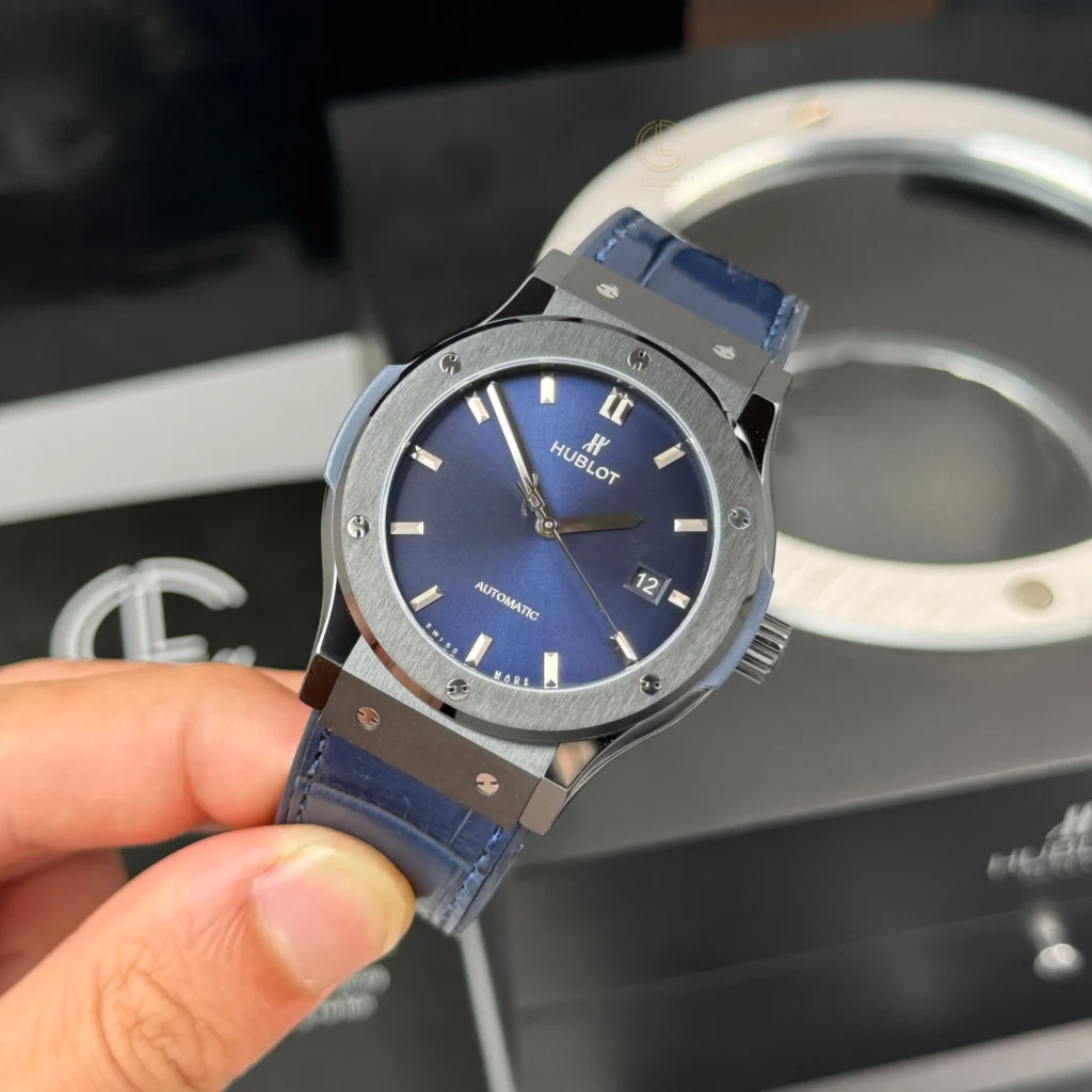 Super Clone Hublot Classic Fusion Ceramic 42mm Blue Dial JJZ Base