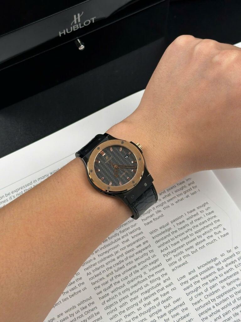 Super Clone Hublot Classic Fusion Ceramic Carbon Dial King Gold JJZ 42mm Base – Swiss SuperClone