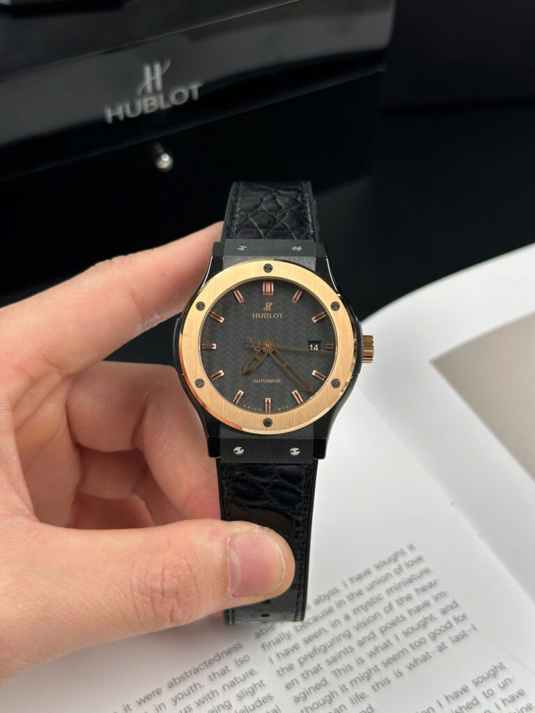 Super Clone Hublot Classic Fusion Ceramic Carbon Dial King Gold JJZ 42mm Base – Swiss SuperClone