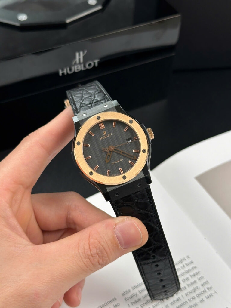 Super Clone Hublot Classic Fusion Ceramic Carbon Dial King Gold JJZ 42mm Base – Swiss SuperClone