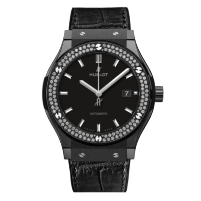 Super Clone Hublot Classic Fusion Ceramic Diamonds 42mm Black Dial JJZ Base – Customize Version