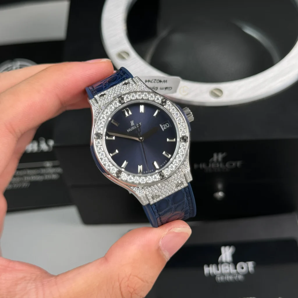 Super Clone Hublot Classic Fusion Diamonds Moissanite Pave 33mm Blue Dial – Handcrafted Diamod