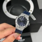 Super Clone Hublot Classic Fusion Diamonds Moissanite Pave 33mm Blue Dial – Handcrafted Diamod