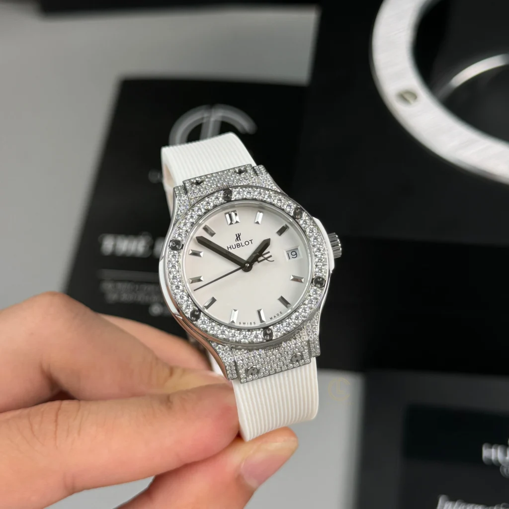 Super Clone Hublot Classic Fusion Diamonds Moissanite Pave 33mm White Dial – Handcrafted Diamod – Swiss SuperClone