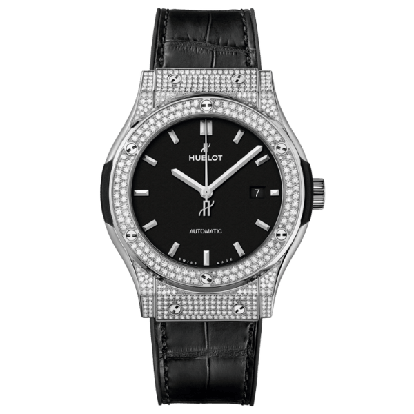 Super Clone Hublot Classic Fusion Diamonds Moissanite Pave 42mm Dial Black – Customize Diamod – Swiss SuperClone