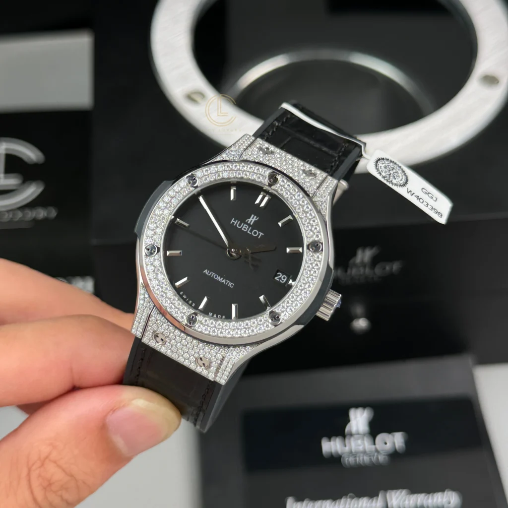 Super Clone Hublot Classic Fusion Diamonds Moissanite Pave 38mm Black Dial – Handcrafted Diamod – Swiss SuperClone