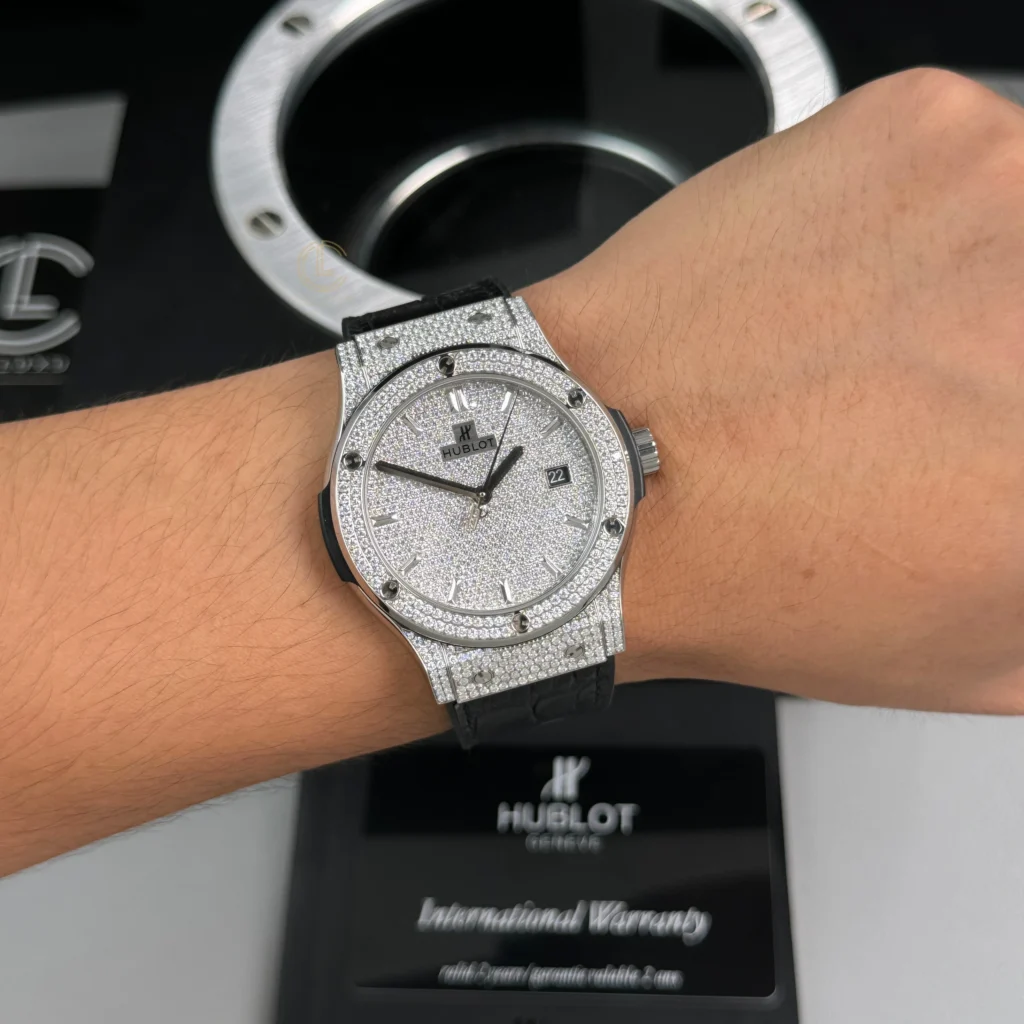 Super Clone Hublot Classic Fusion Full Diamonds Moissanite Pave 42mm – Customize Diamod – Swiss SuperClone