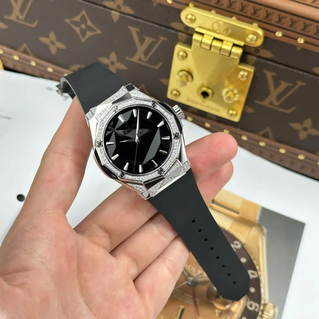 Super Clone Hublot Classic Fusion 40mm Leather Strap Steel