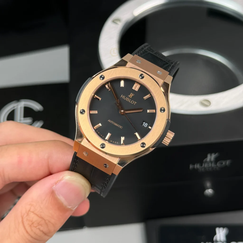 Super Clone Hublot Classic Fusion Rose Gold Titanium 38mm Black Dial Unisex Size