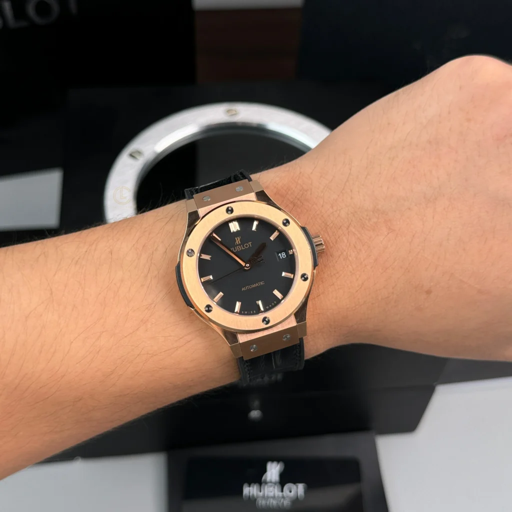 Super Clone Hublot Classic Fusion Rose Gold Titanium 38mm Black Dial Unisex Size