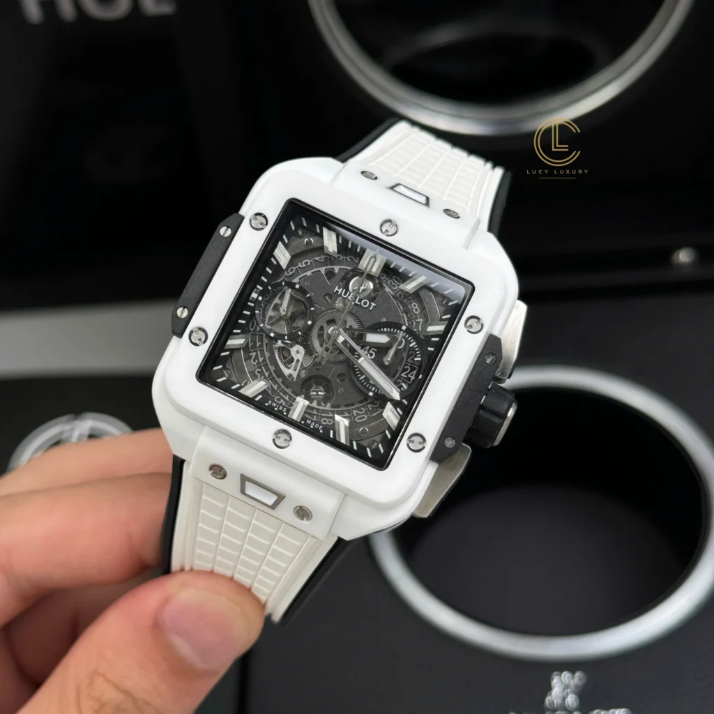 Super Clone Hublot Square Bang Unico 821.HX.0170.RX 821HX0170RX 42mm White Dial Ceramic – Swiss SuperClone