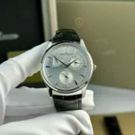 Super Clone Jaeger-LeCoultre Master Ultra Thin Power Reserve Q1378420 SIiver Dial Steel